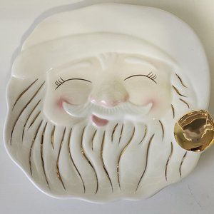 Glitterville Studios Papa Noel Santa Cookie Plate Christmas Handmade 8 Inch